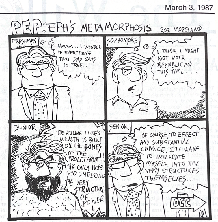 A panel of  Pep, by Rob Moreland, published on March 3, 1987. (Robert Moreland/The Williams Record)